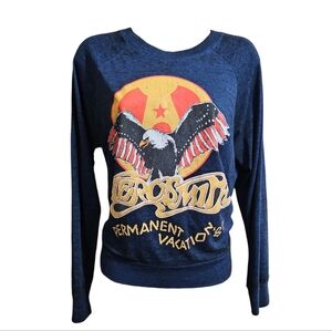 Aerosmith 1987 Permanent Vacation Tour Blue Long-Sleeved Top